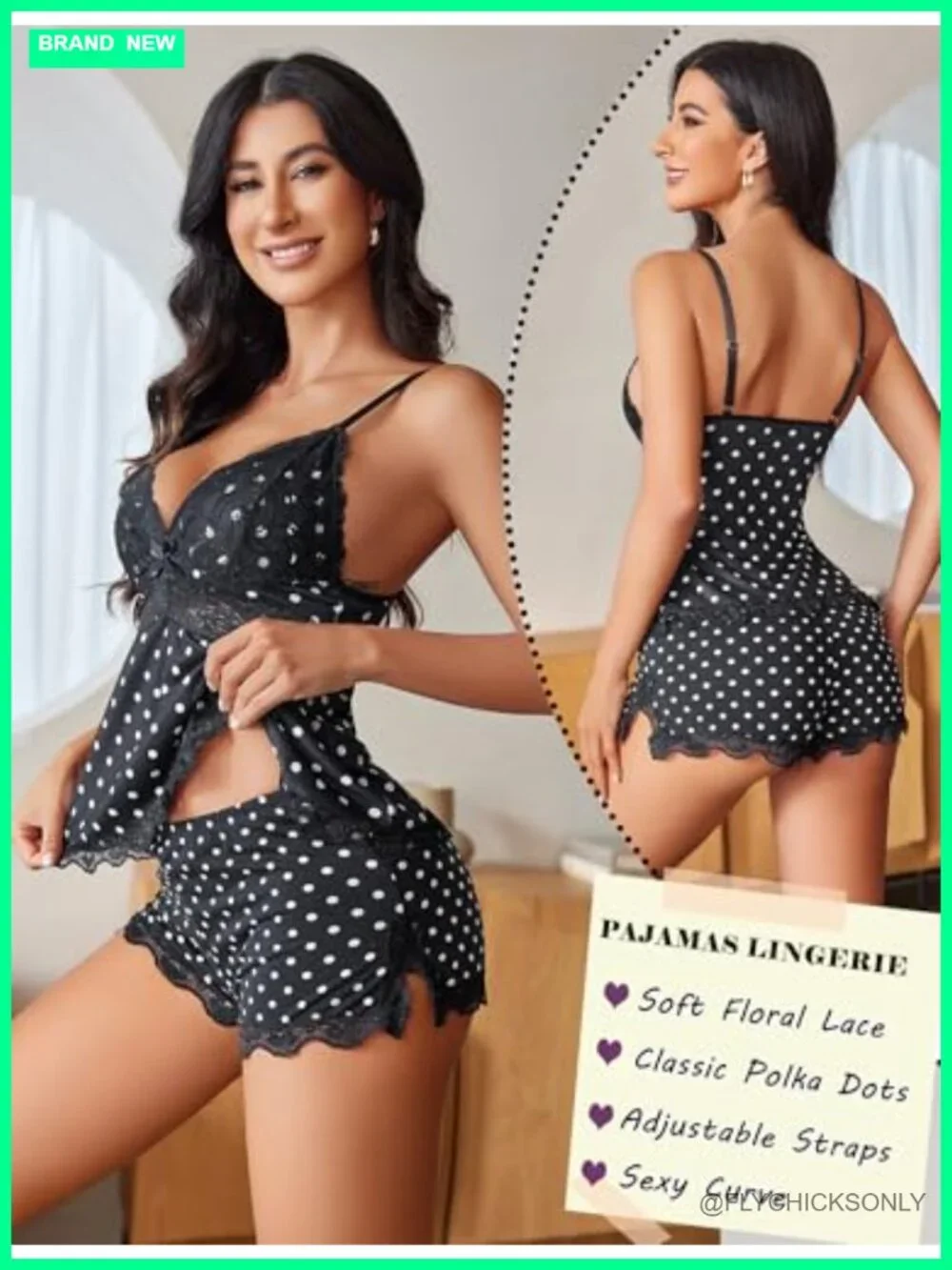 Lace Cami Pajama Set with Shorts, Sexy Sleepwear Lounge Set